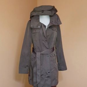 Ellen Tracy hooded trench coat women's